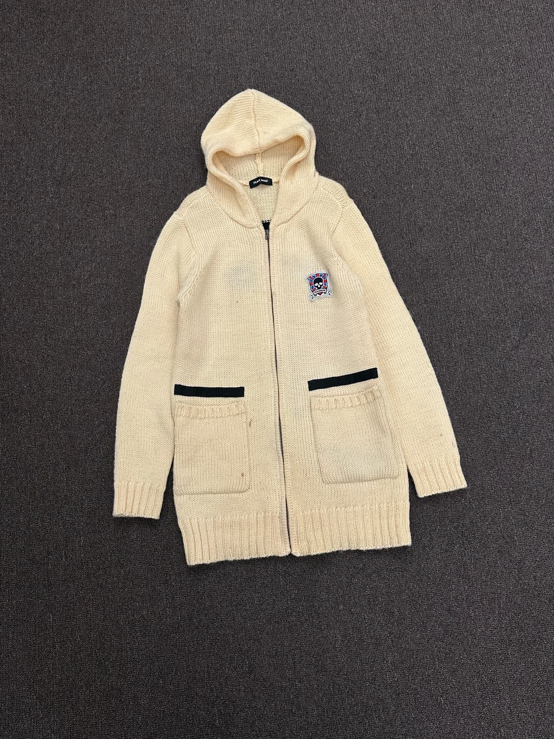 M)Peace now Japanese vintage 여성 패치 니트집업 상품이미지1