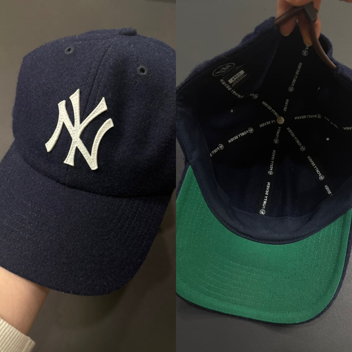 뉴에라 네이비 그린 배색 울 볼캡 상품이미지1