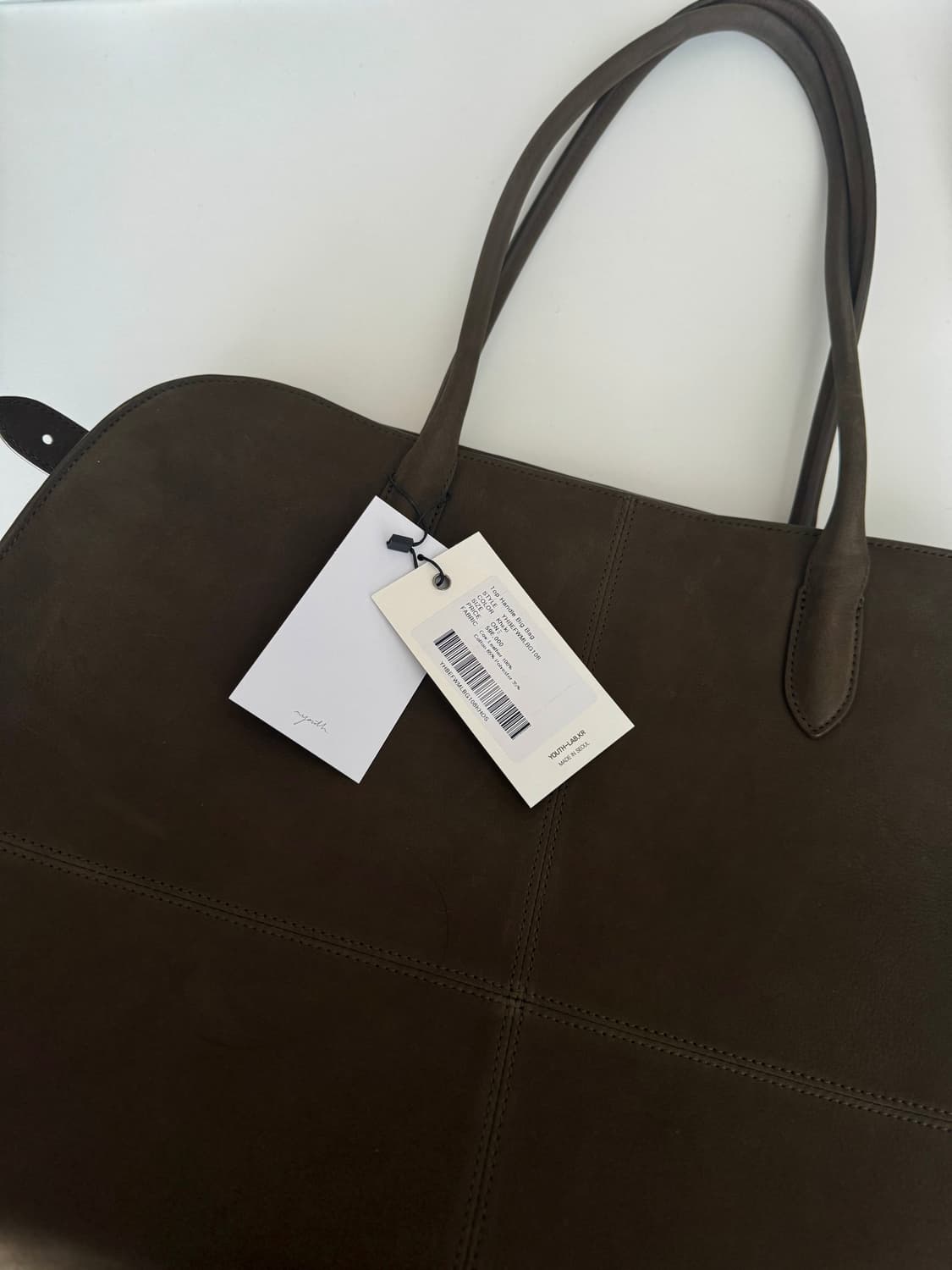 유스 탑핸들 빅백 카키 색상 (이너백 포함) 상품이미지1