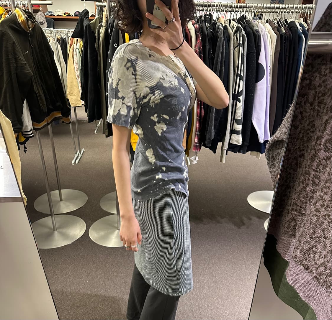 3)Blue Blue vintage 타이다이 패턴 헨리넥 반팔 티셔츠 상품이미지2