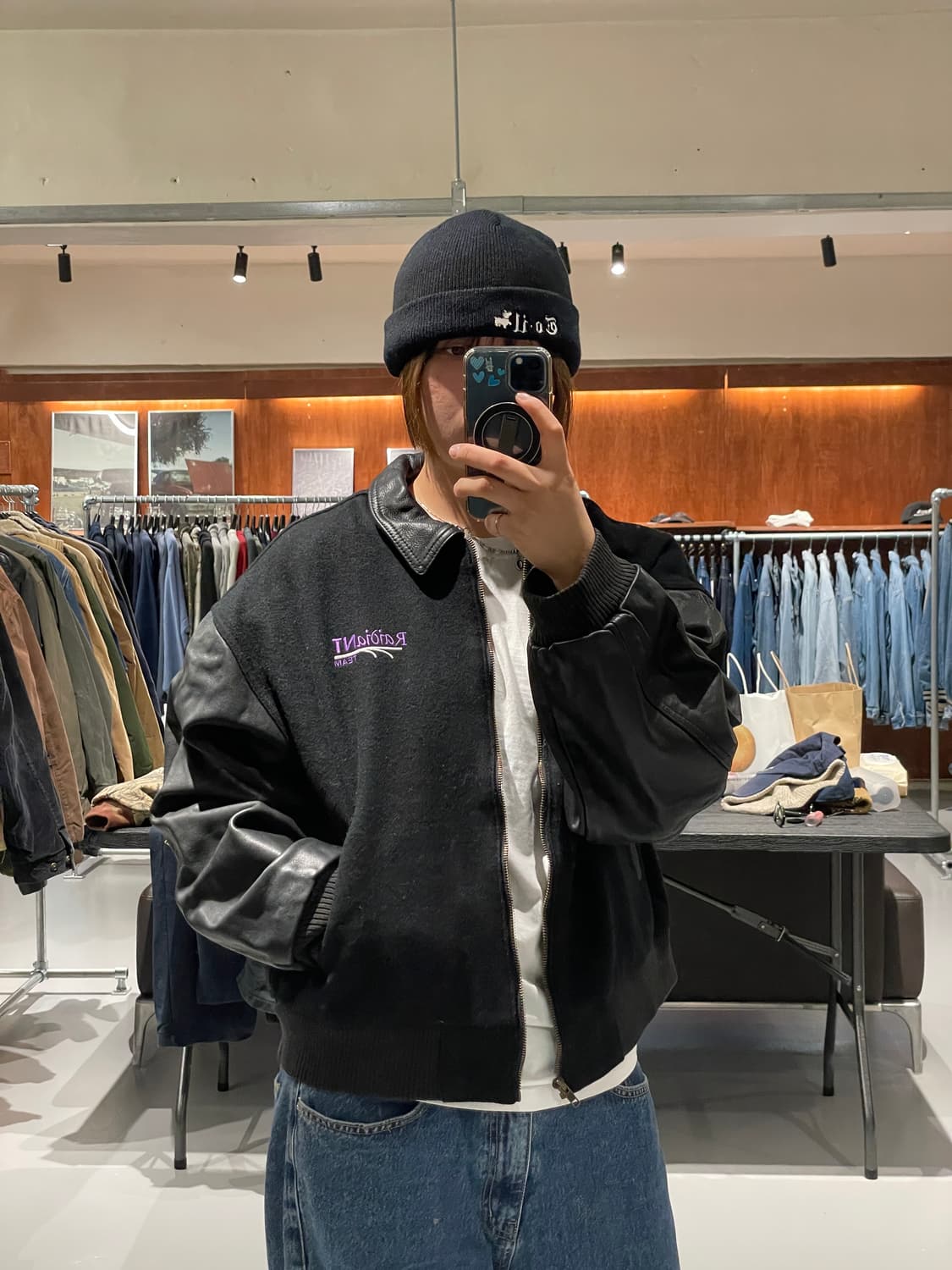 ID wear 가죽 울 바시티 자켓   상품이미지2