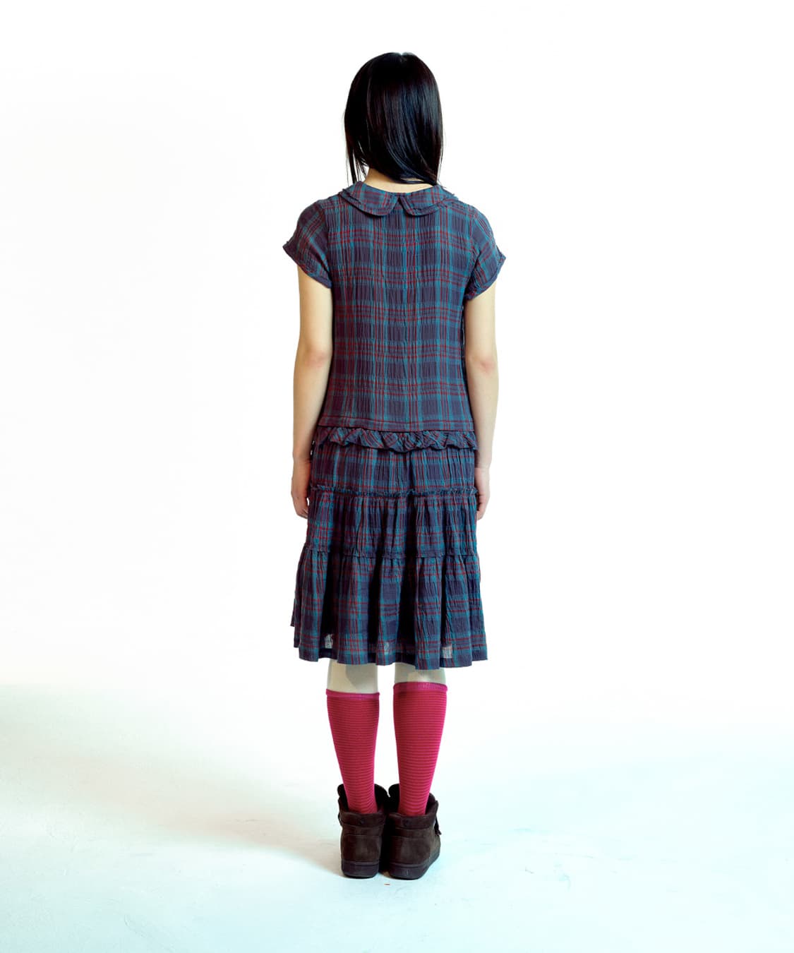 Coyseio Raw edge check onepiece (purple) 상품이미지5