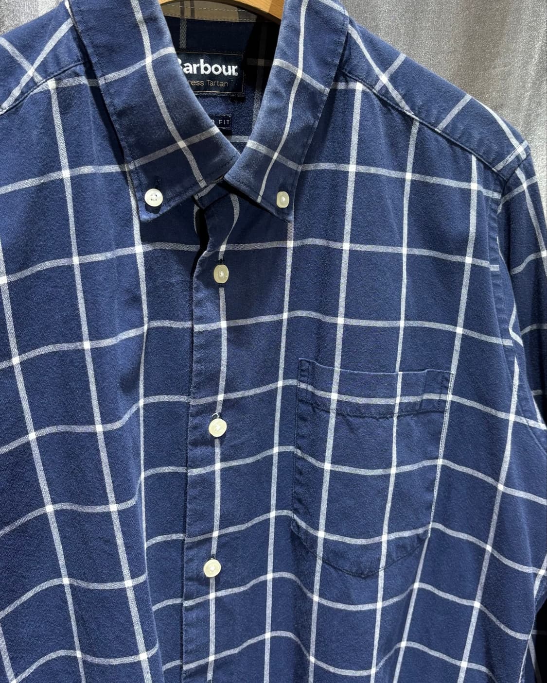 S Barbour 바버 네이비 원포켓 체크 셔츠 상품이미지4