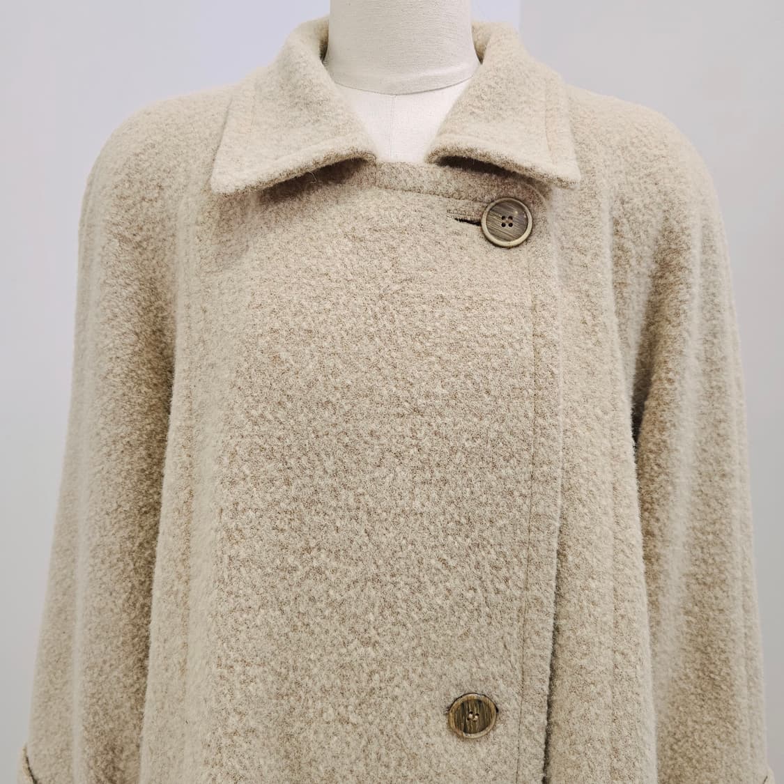 SANYO 울 블렌드 내추럴 베이지 하프코트 상품이미지4