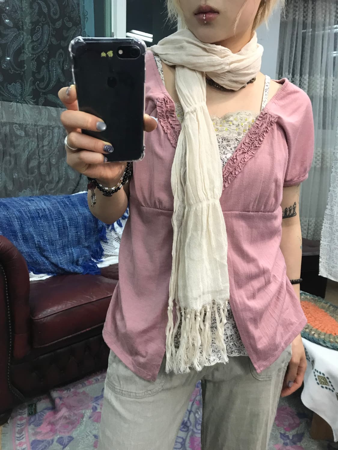 빈티지 크림베이지 머플러 스카프  상품이미지2