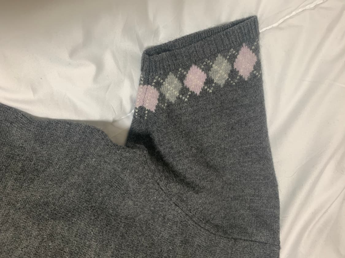 아가일 그레이 반팔 니트  상품이미지3