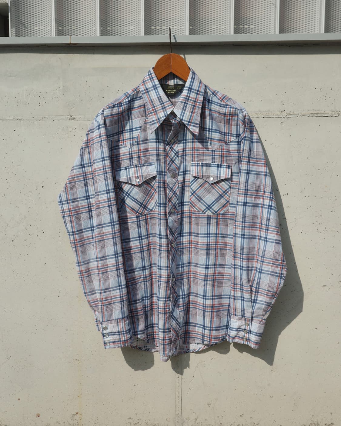 70s Sears Western wear 체크 웨스턴 셔츠 상품이미지1