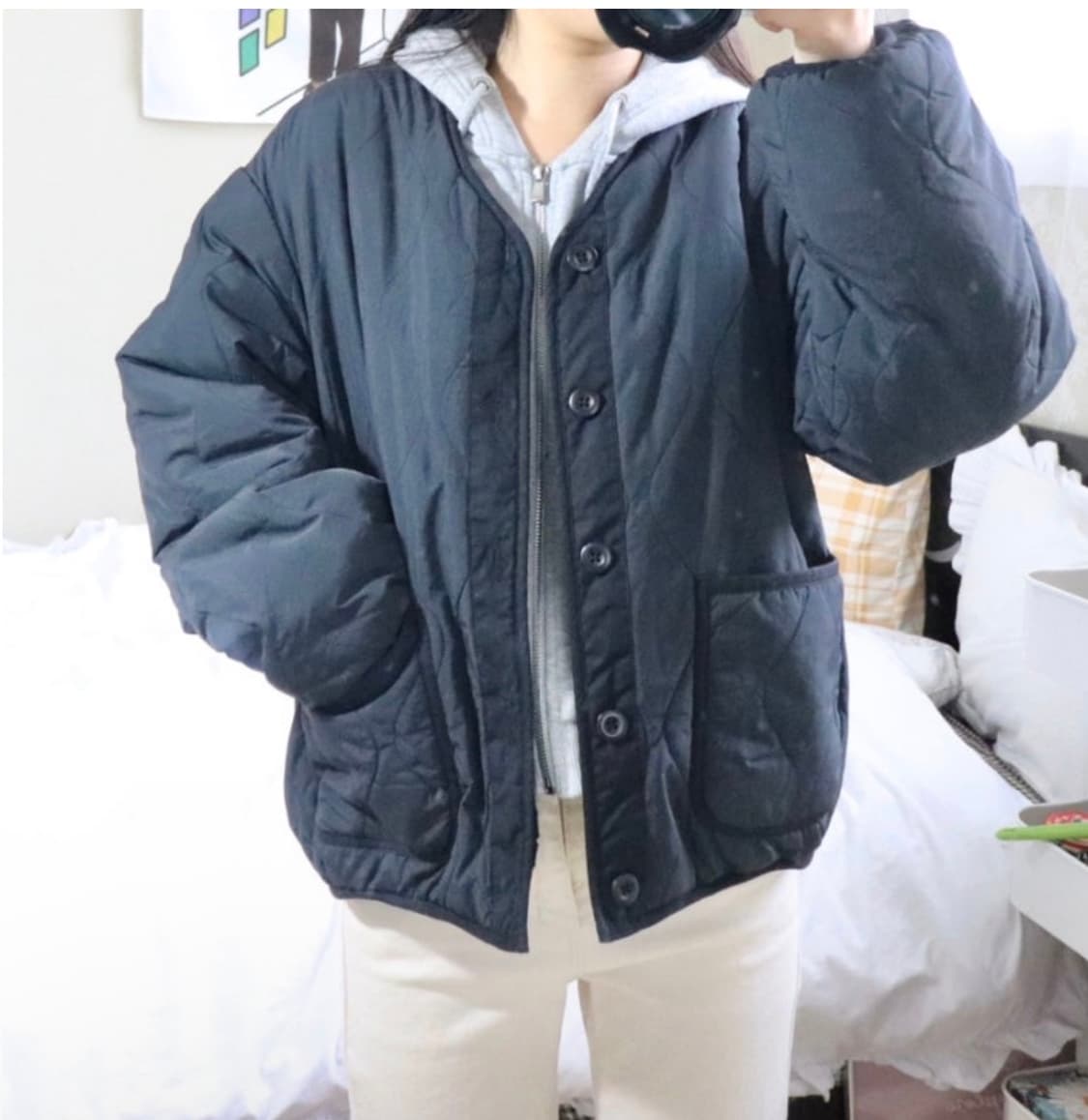 스파오 리버시블 양털 패디드 블랙 점퍼 상품이미지2