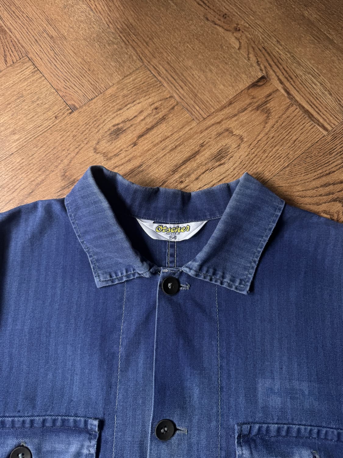 [L]90's 빈티지 페이딩 2포켓 헤링본 프렌치 워크자켓 상품이미지2