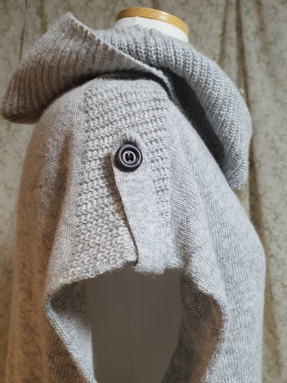 [빈티지] 후드 니트 롱 조끼 그레이 상품이미지2