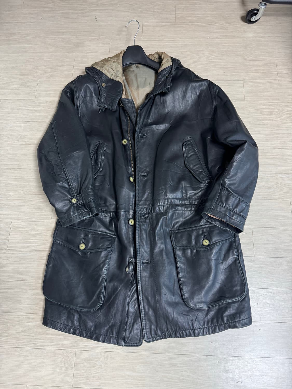 빈티지 양가죽 후디드 재킷 상품이미지1