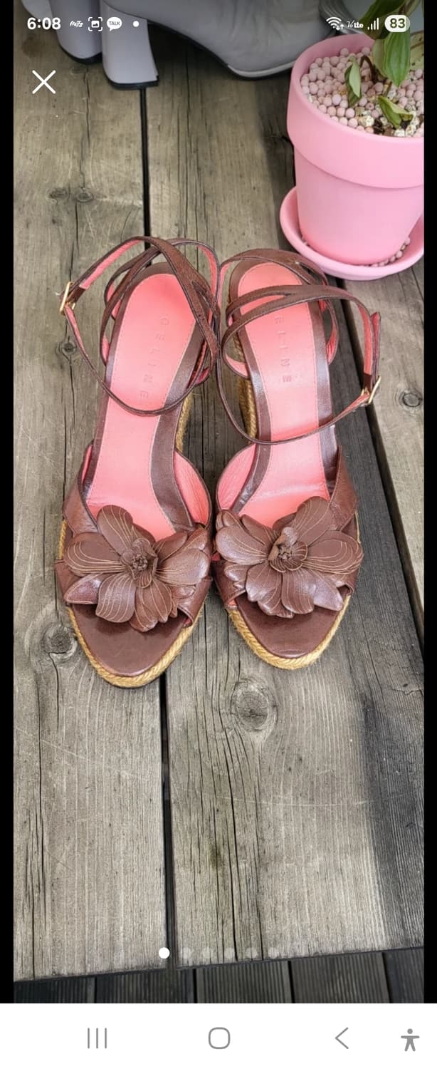 정품 셀린 리얼가죽 웨지 샌들 36 상품이미지1