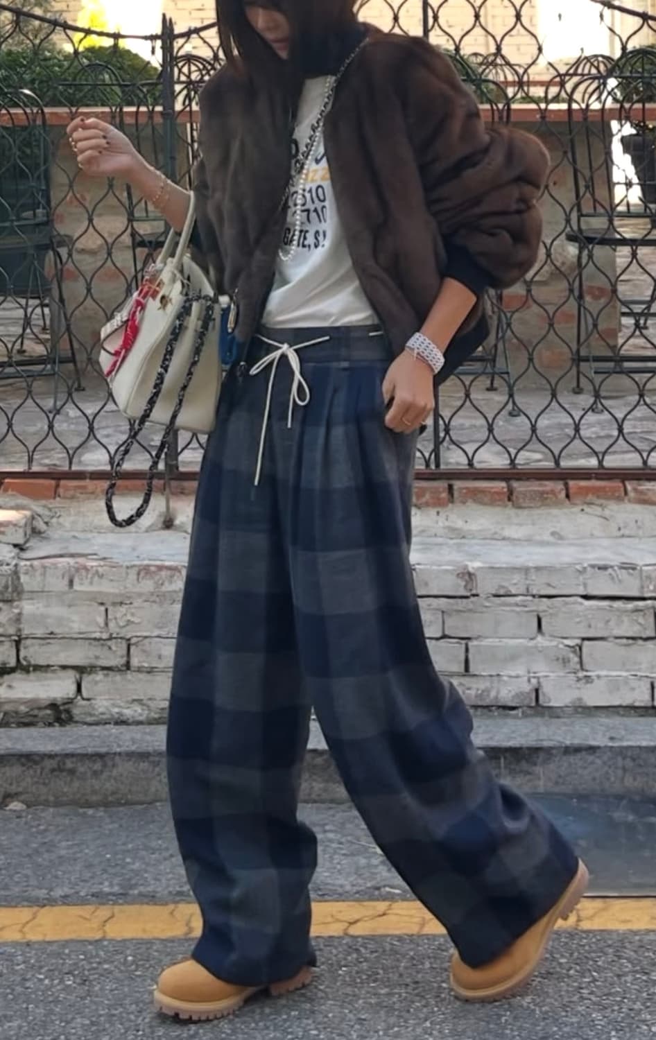 넘버프로젝트 체크 패턴 와이드 팬츠 (55) 상품이미지5