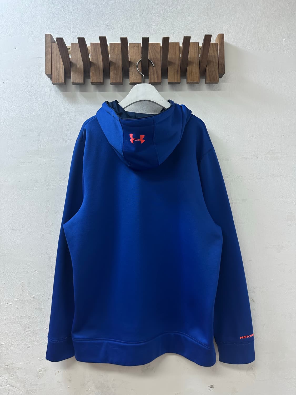 일본빈티지 Under Armour 언더아머 블루 빅로고 후드티셔츠 상품이미지4