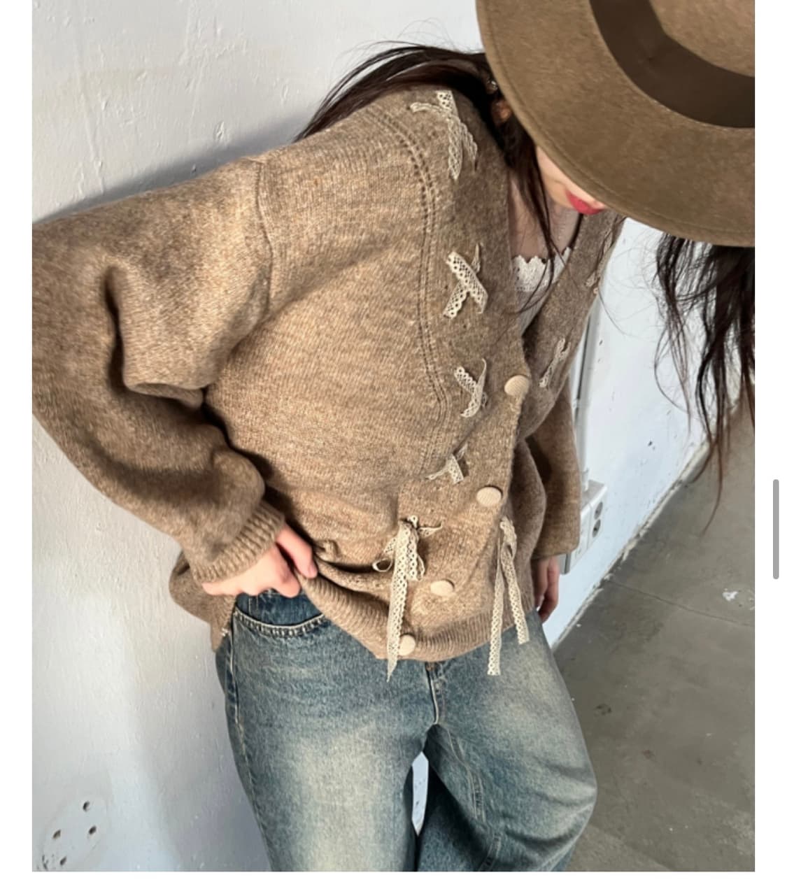 김아홉 레이스 리본 가디건 상품이미지1