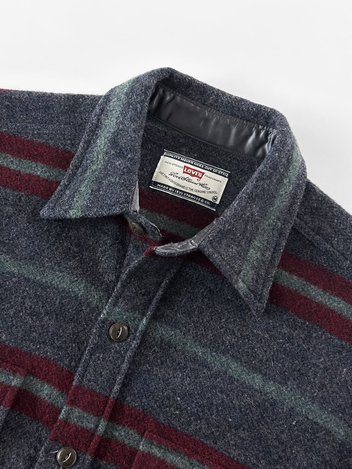 90s 빈티지 리바이스 울 블랜드 스트라이프 셔츠 상품이미지4