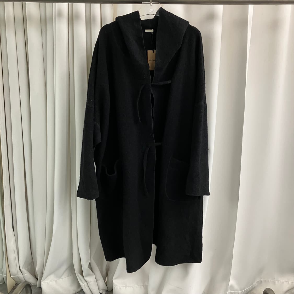 JPN VTG 블랙 울 후드 코트 M 상품이미지1