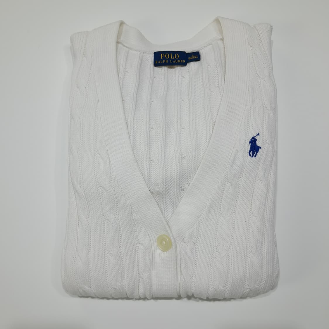 CL863 S 폴로 코튼 케이블 브이넥 화이트 니트 가디건 상품이미지9
