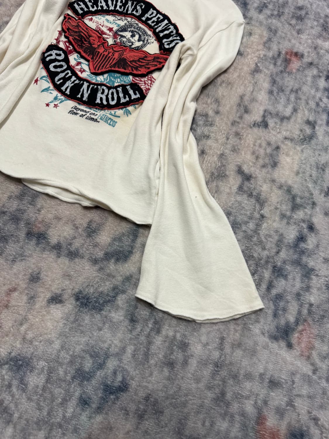 Pentys y2k patch flare sleeve top 상품이미지6