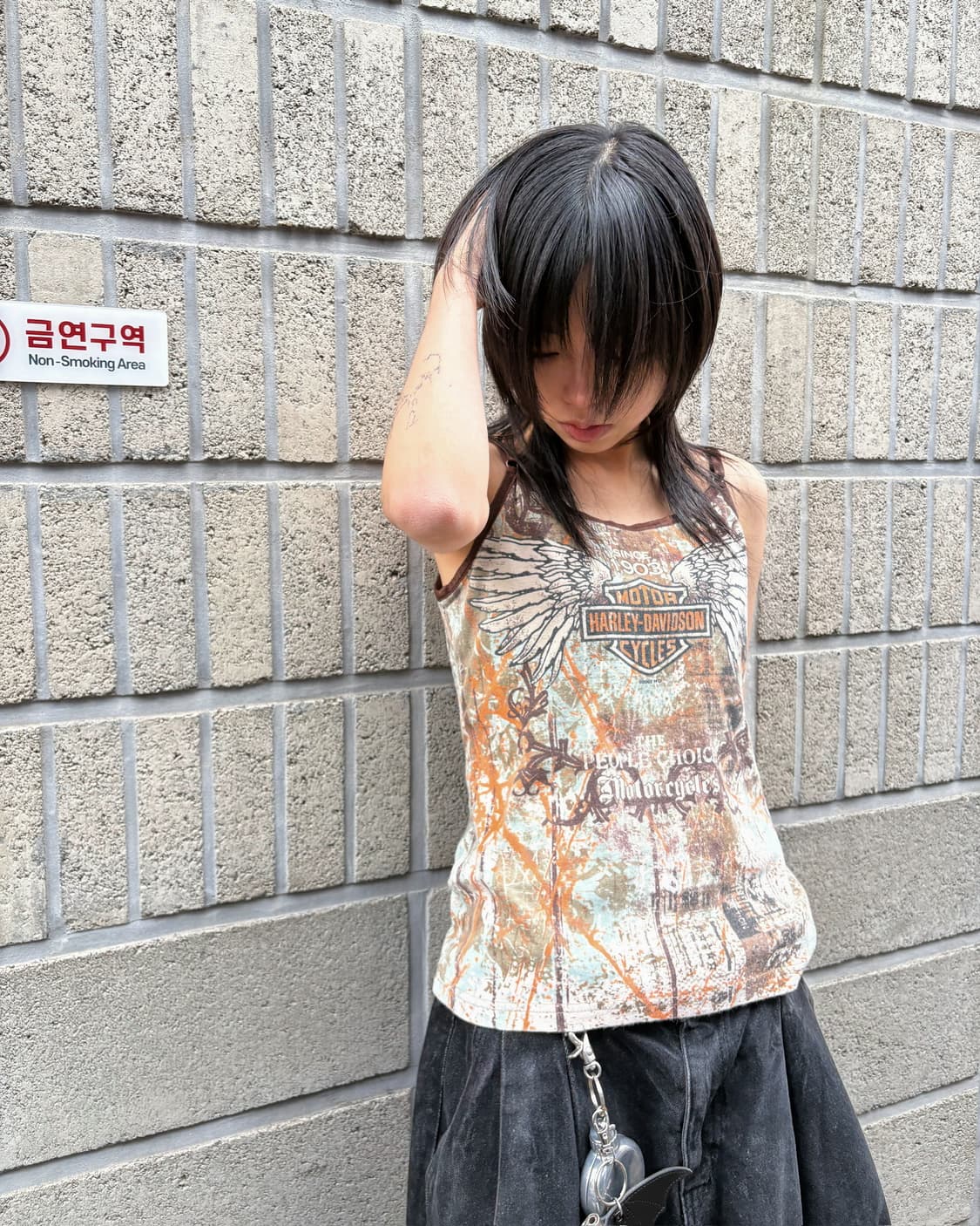 할리 데이비슨 코튼 그래픽 아트워크 슬리브리스 상품이미지4