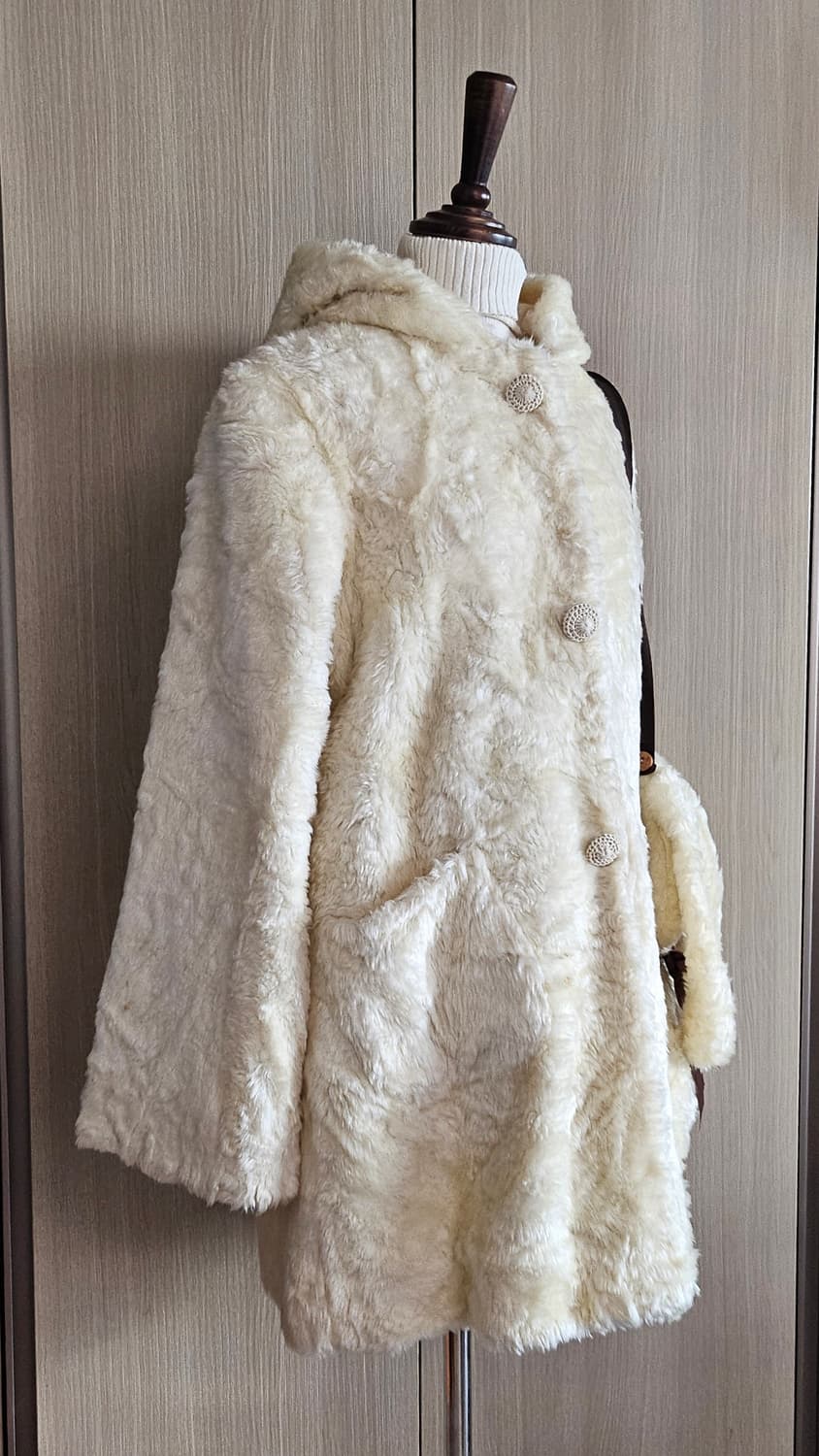 [희귀템] 판교 아브뉴프랑 정품 토끼퍼 코트｜엘로 아이보리 퍼코트 + 인 상품이미지5
