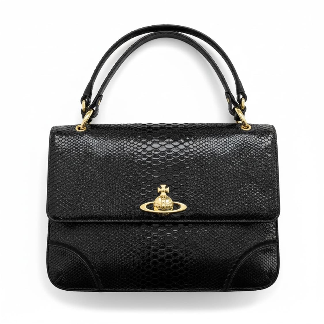 비비안웨스트우드 정품 블랙 뱀피 패턴 크로스백 상품이미지1