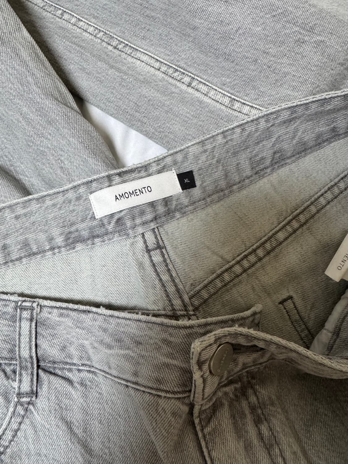 아모멘토 세미 와이드 부츠컷 데님 그레이 XL 상품이미지3