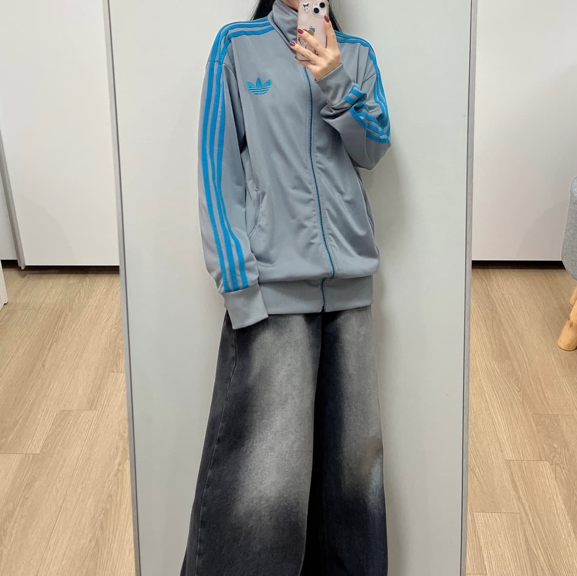 아디다스 구파이어버드 그레이 블루 트랙탑 져지 상품이미지1