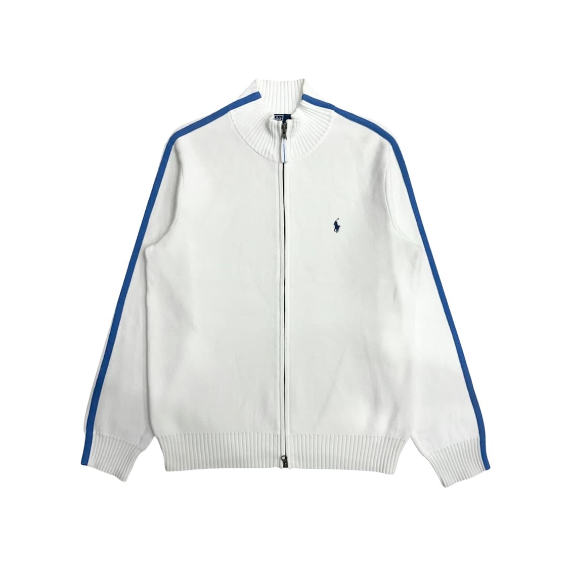 폴로 랄프로렌 투웨이 화이트 블루 니트 집업 L 상품이미지1