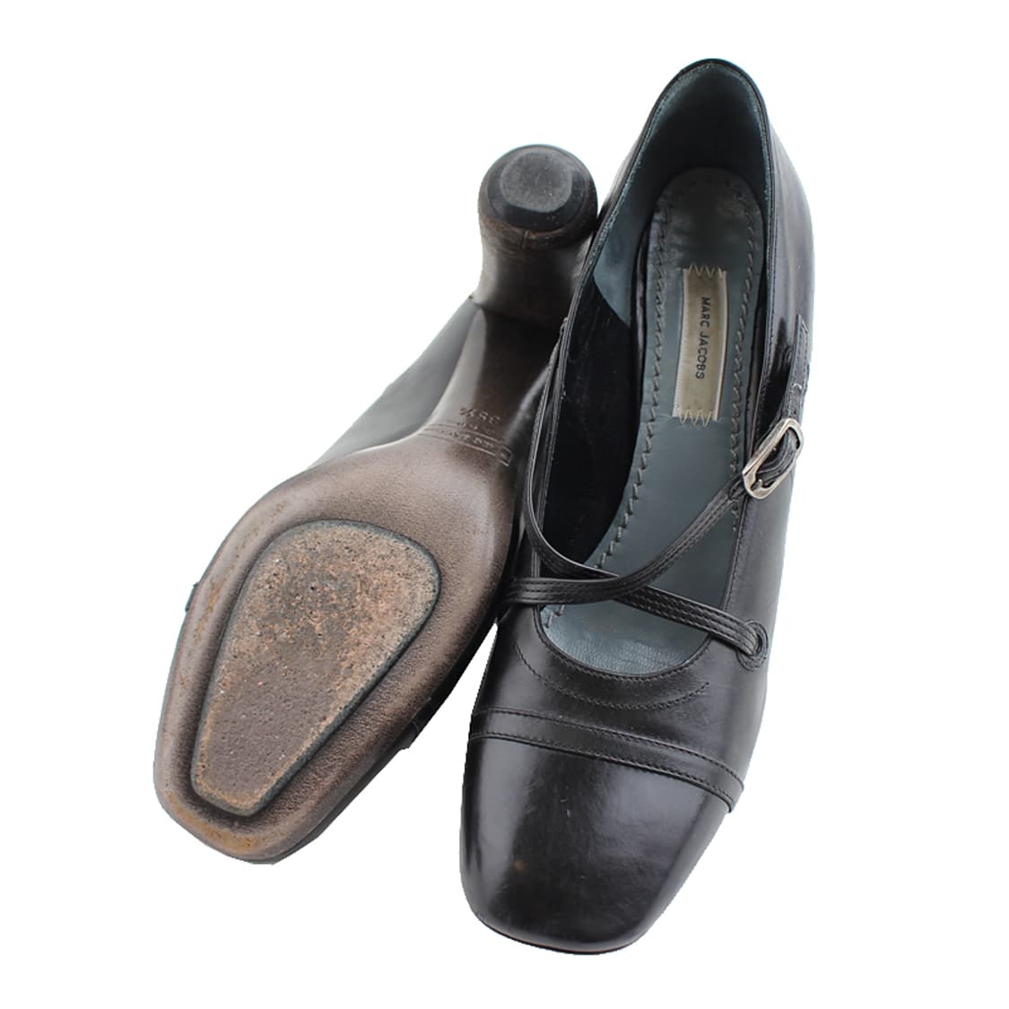 마크제이콥스 블랙 X스트랩 스퀘어토 우드굽 펌프스 35.5 상품이미지4