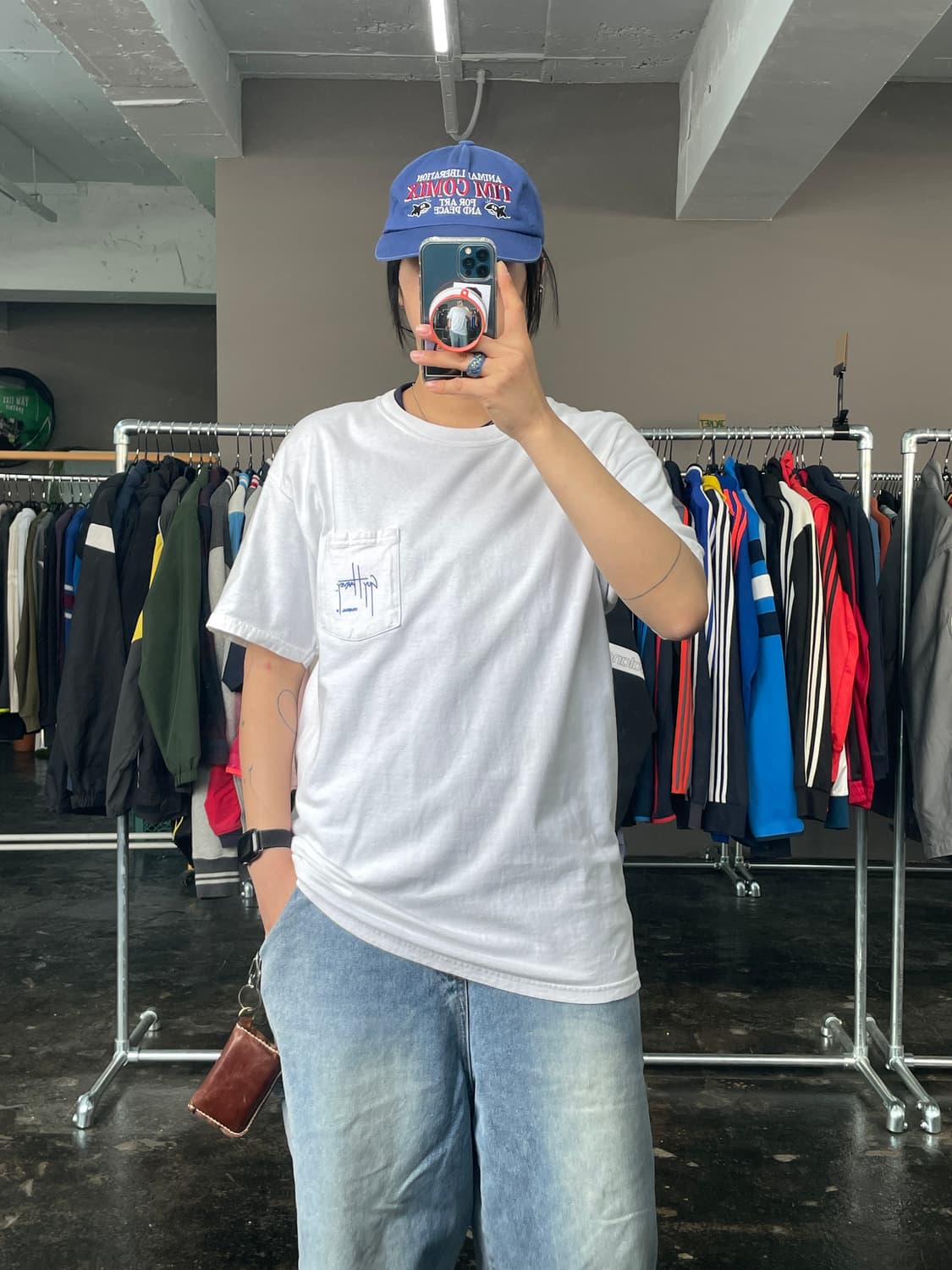 빈티지 포켓 백프린팅 반팔 티셔츠 상품이미지4