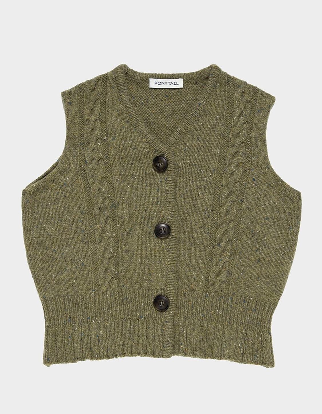 포니테일 니트 베스트 (olive) 상품이미지1