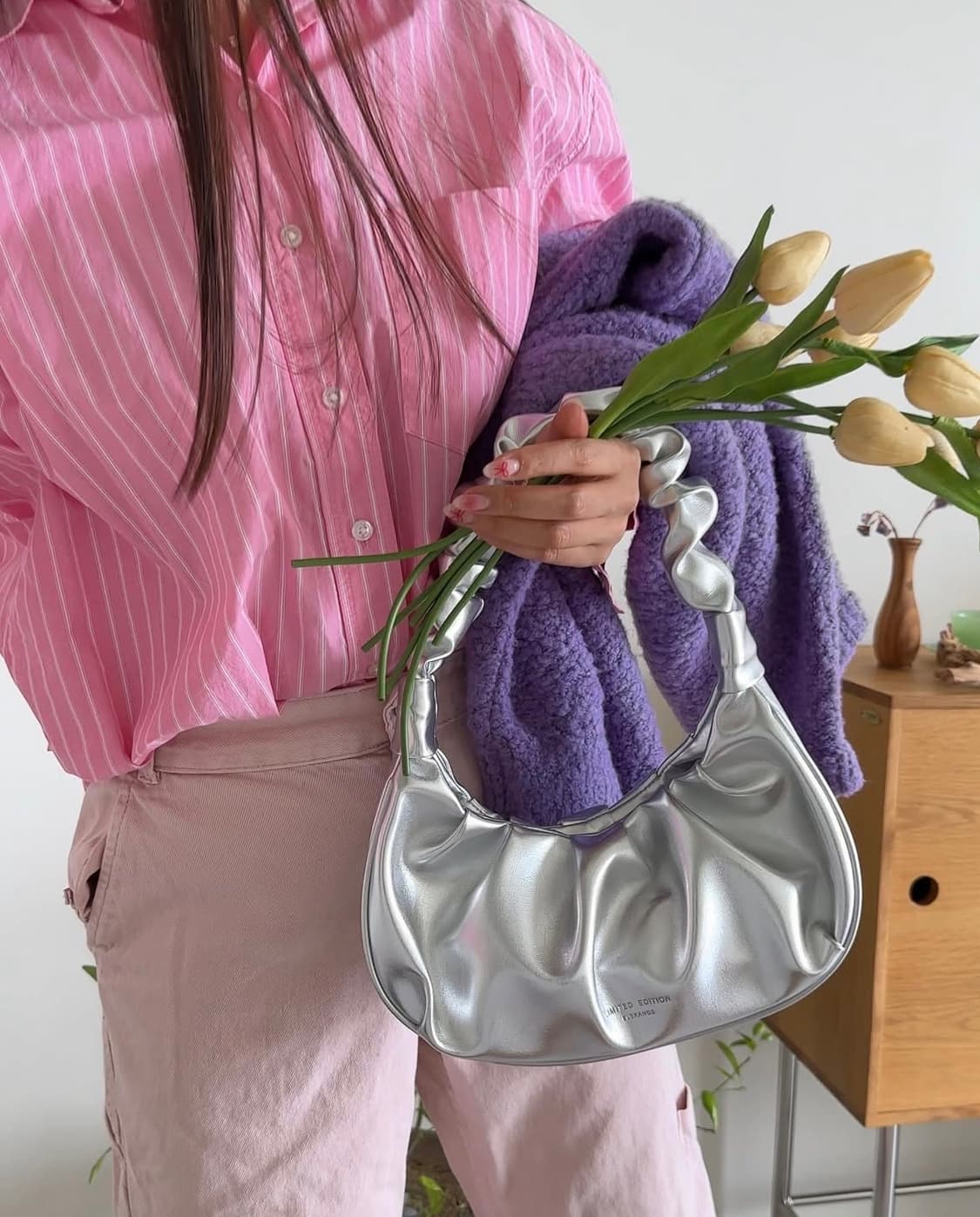 엘레깡스백 엘깡 튤립백 실버 숄더백 토트백 가방  상품이미지6