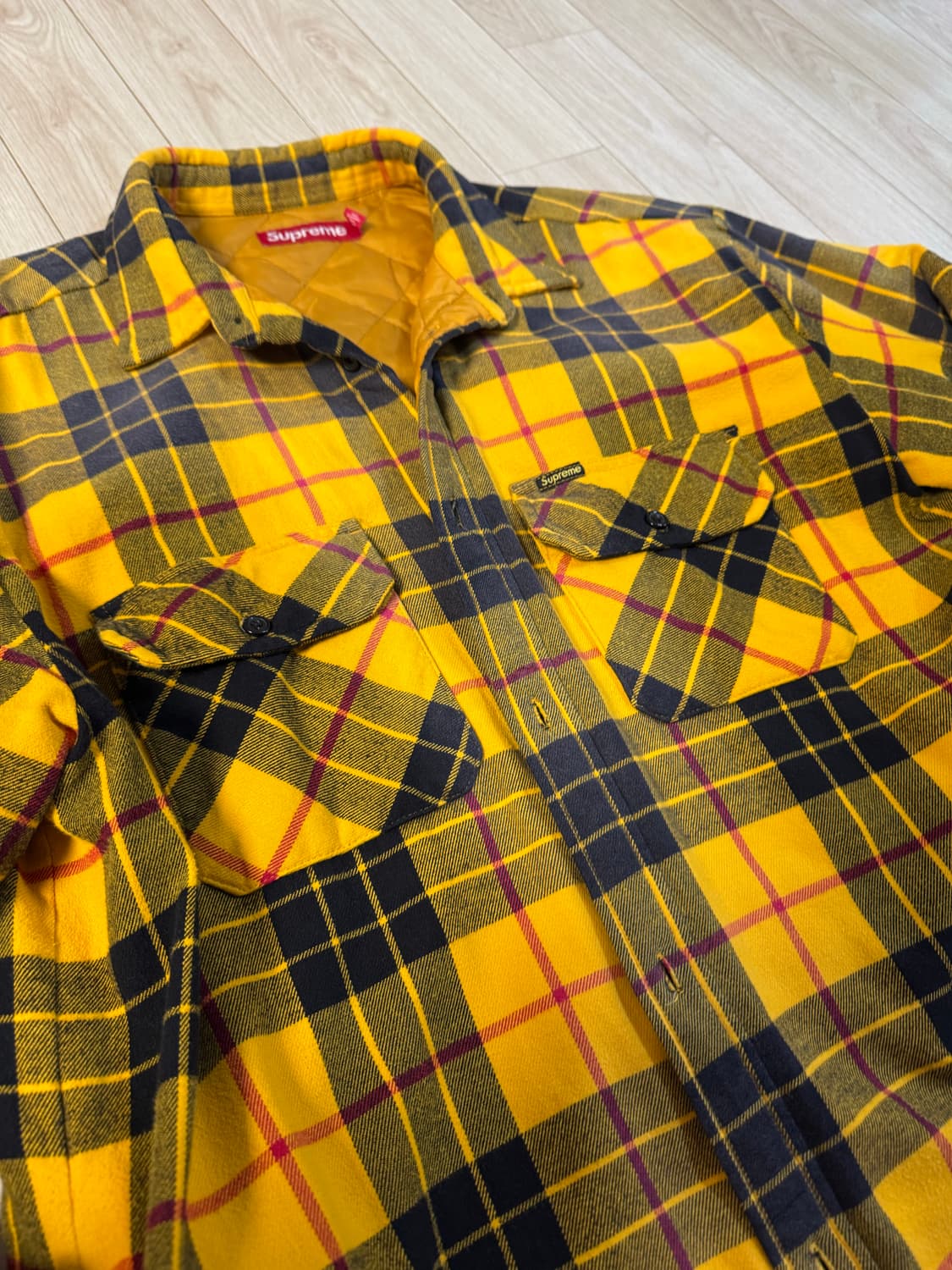 24FW 슈프림 퀼티드 플래드 옐로우 셔츠 L 상품이미지7