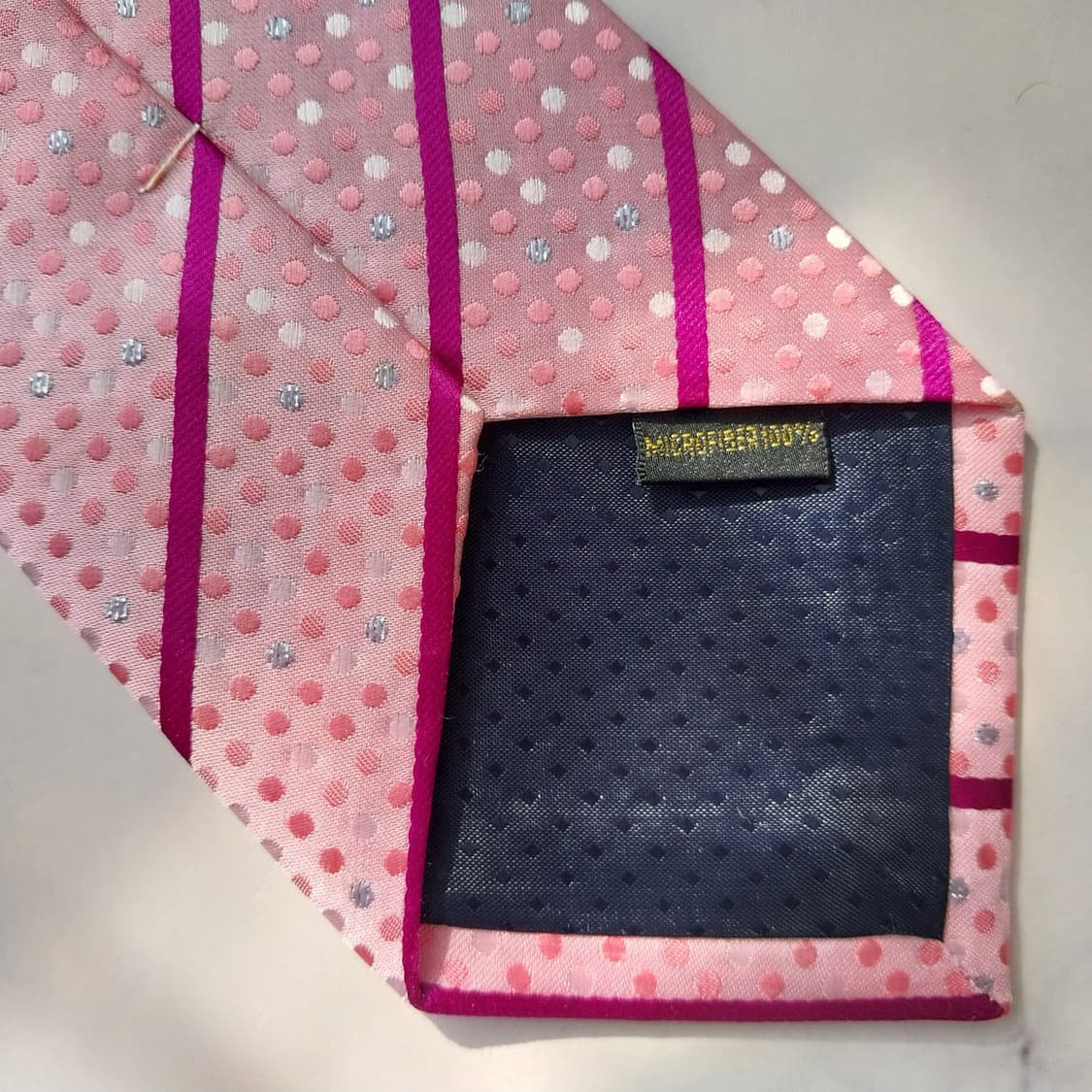 까르뱅 실크 핑크 스트라이프 도트 넥타이 8.8cm A+등급 K2224
 상품이미지9