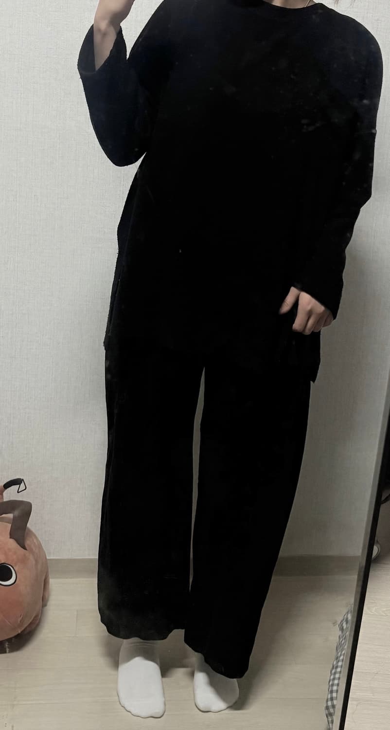 블랙 코듀로이 와이드 팬츠 상품이미지1