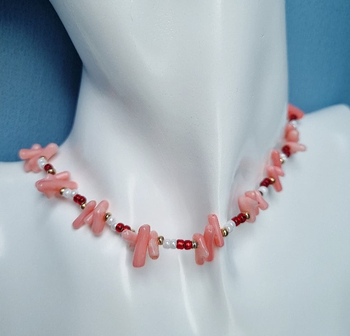 세컨핸드) 산호 비즈 목걸이 상품이미지2