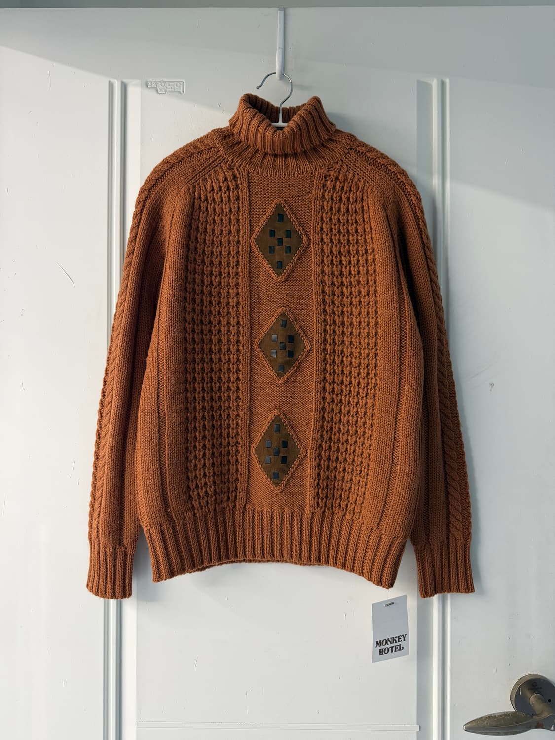 일본빈티지 아가일 포인트 카멜 터틀넥 상품이미지5