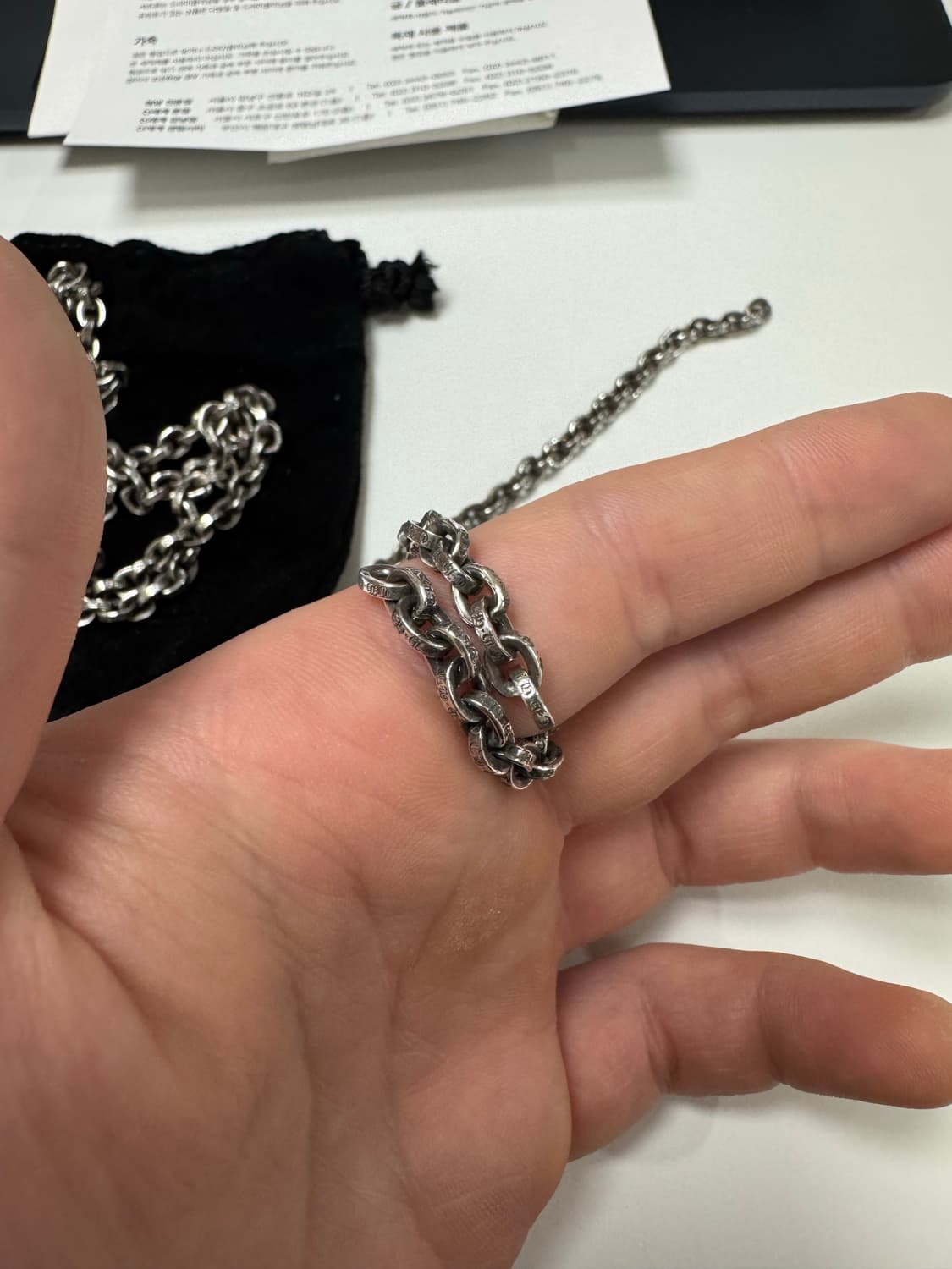 크롬하츠 스몰크로스 페이퍼체인 일체형 30인치 판매 상품이미지9