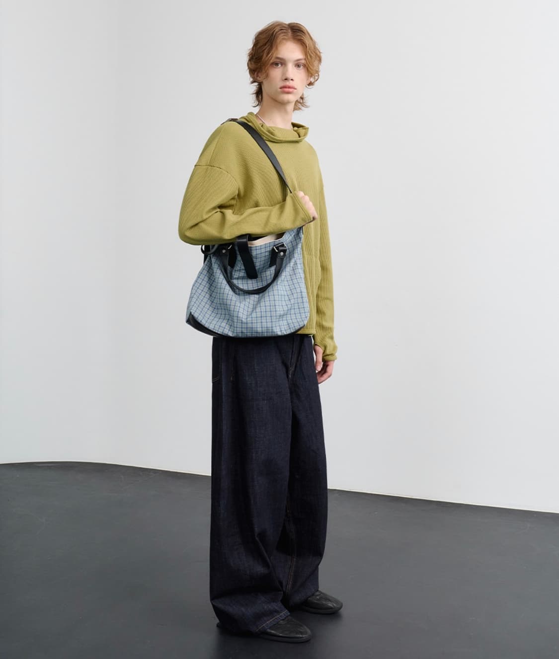 노운 와이드 커브드 팬츠 인디고 1 상품이미지2