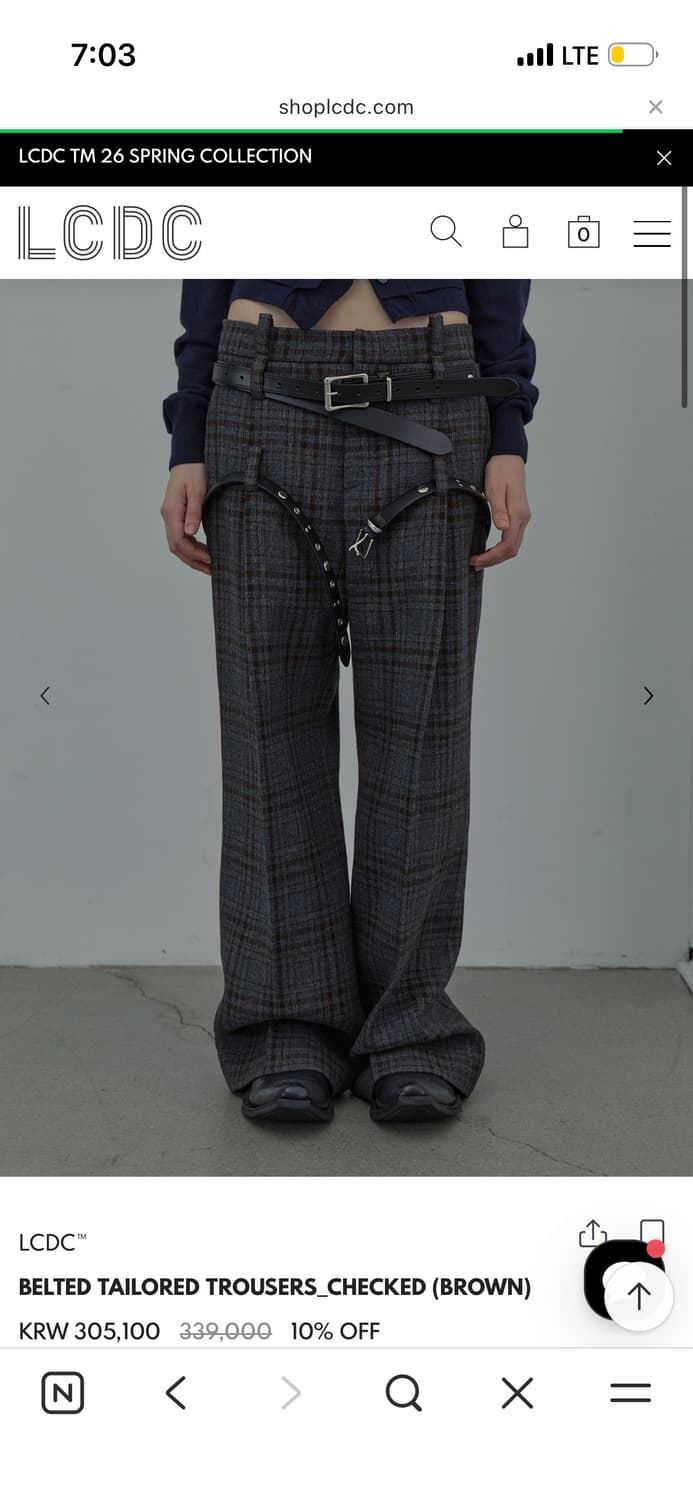LCDC 팬츠 [S] BELTED TAILORED TROUSERS_CHE 상품이미지1
