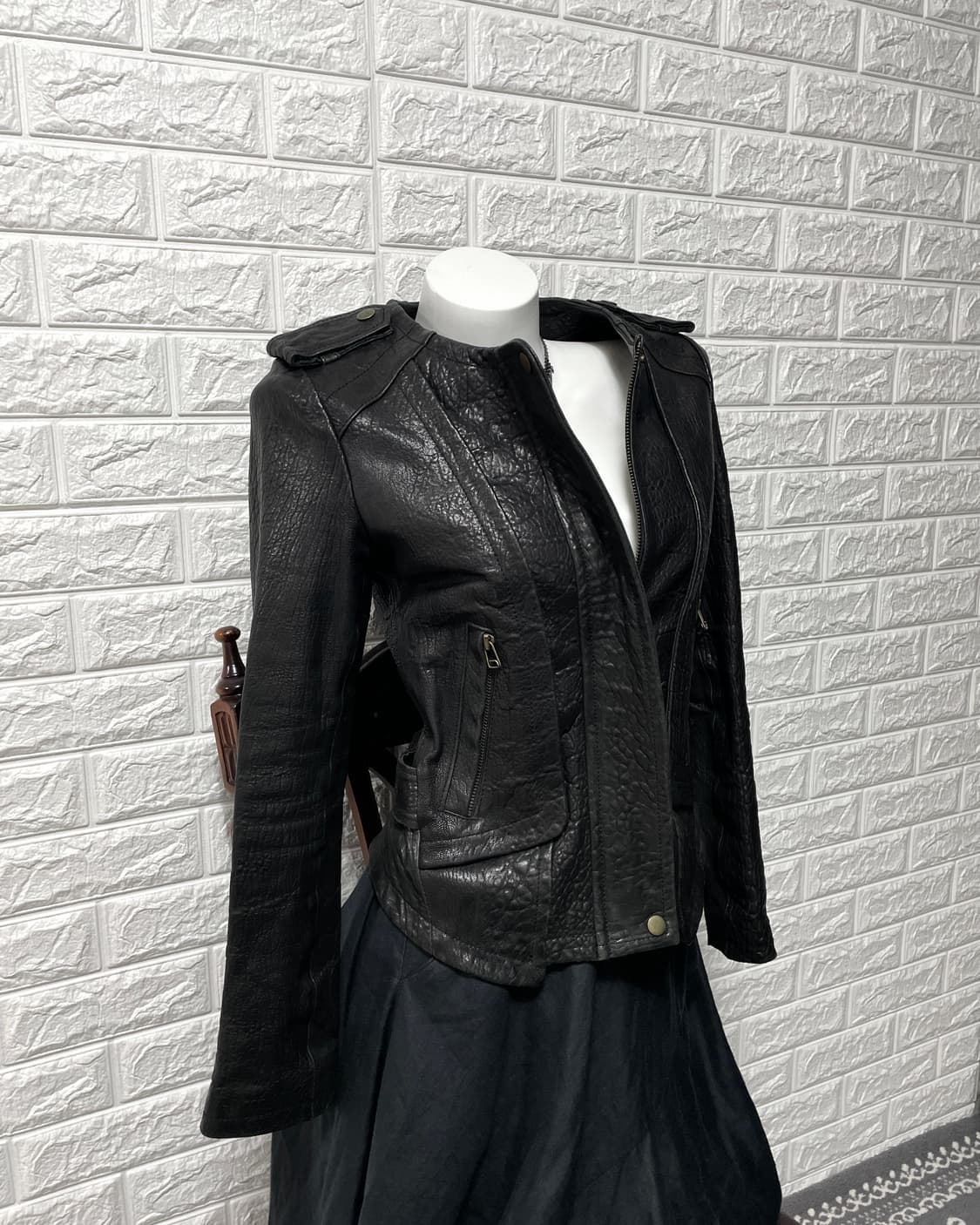 Vintage Cracked Lambskin cut-out Jacket 상품이미지1
