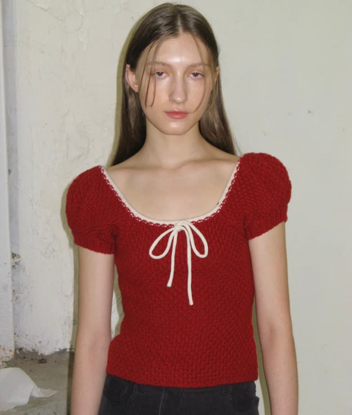 시눈 퍼프 니트 레드 상품이미지1