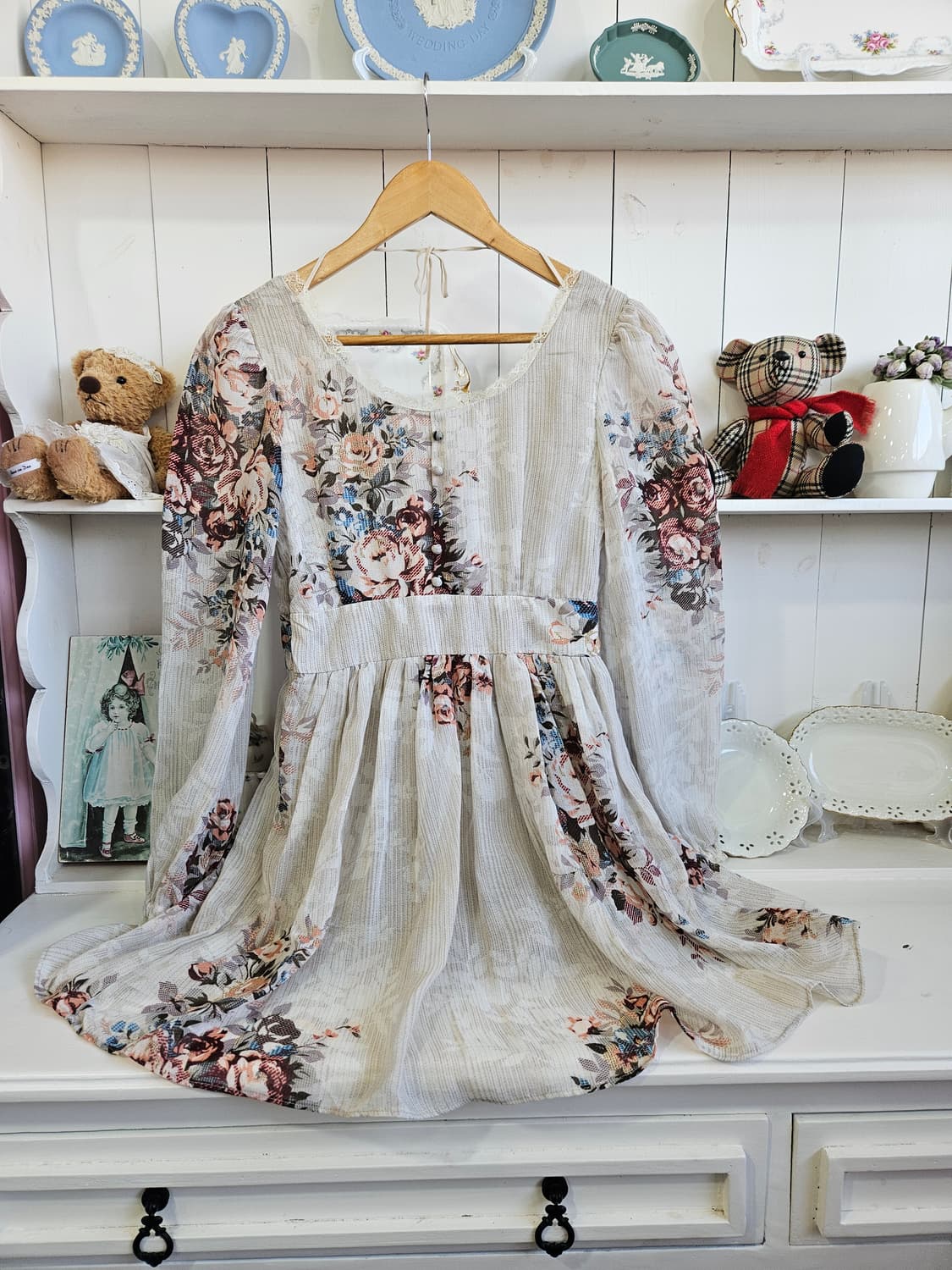 플라워 쉬폰 셔링 원피스 상품이미지1