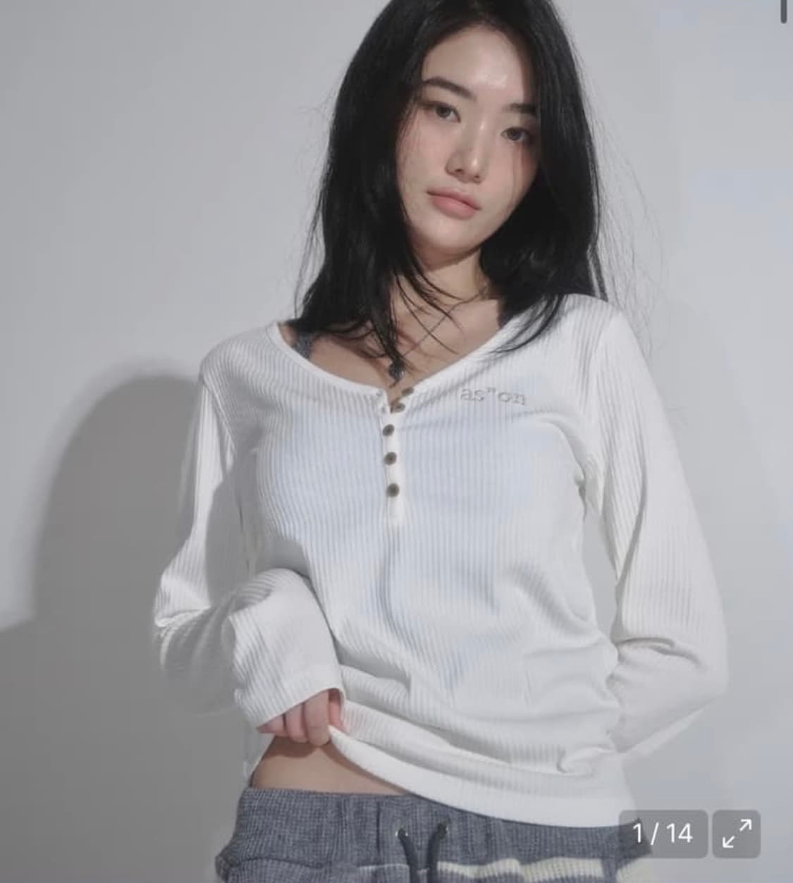 애즈온 위시 립드 롱슬리브 상품이미지1