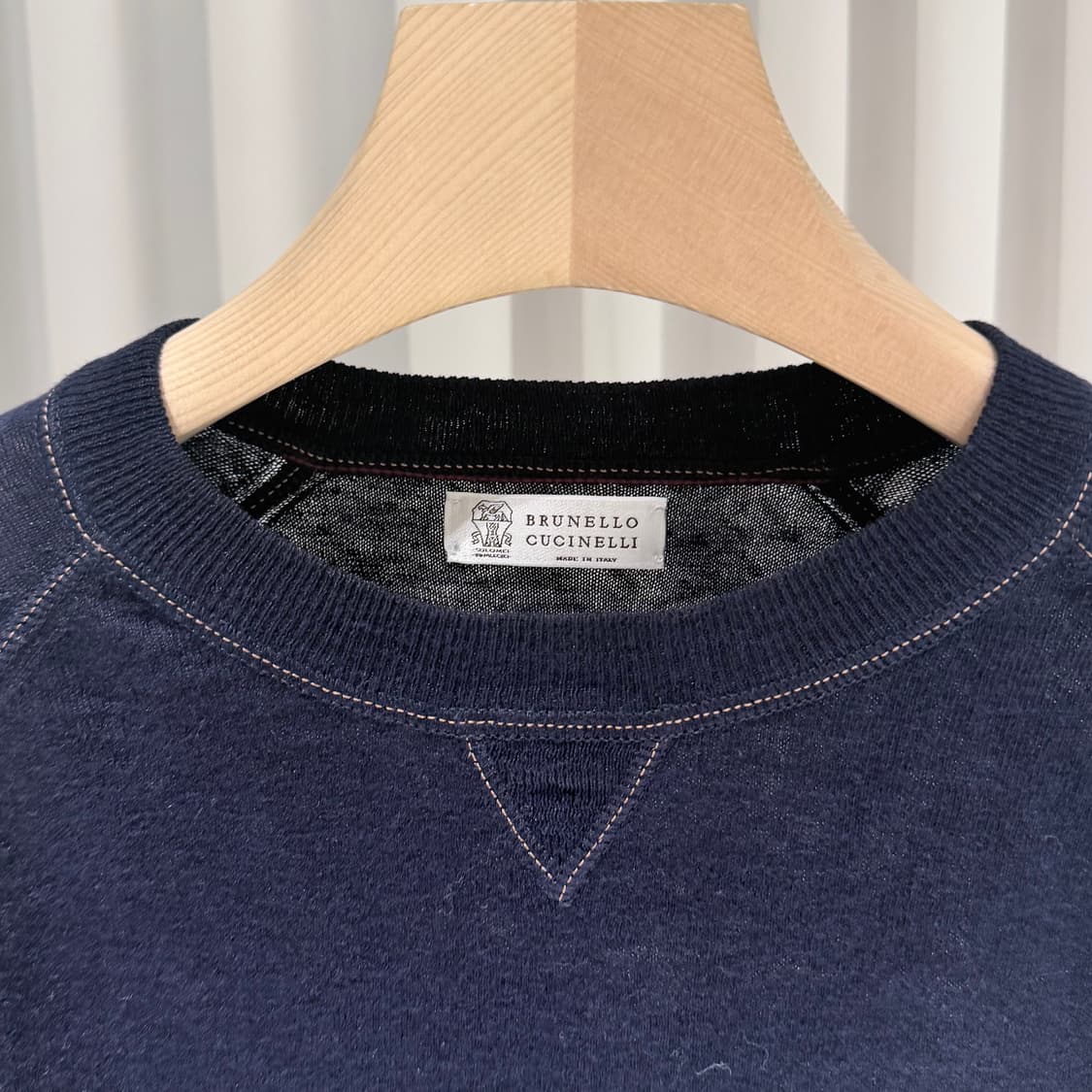 (A+/54) / 브루넬로 쿠치넬리 린넨 코튼 라글란 니트 네이비 상품이미지4