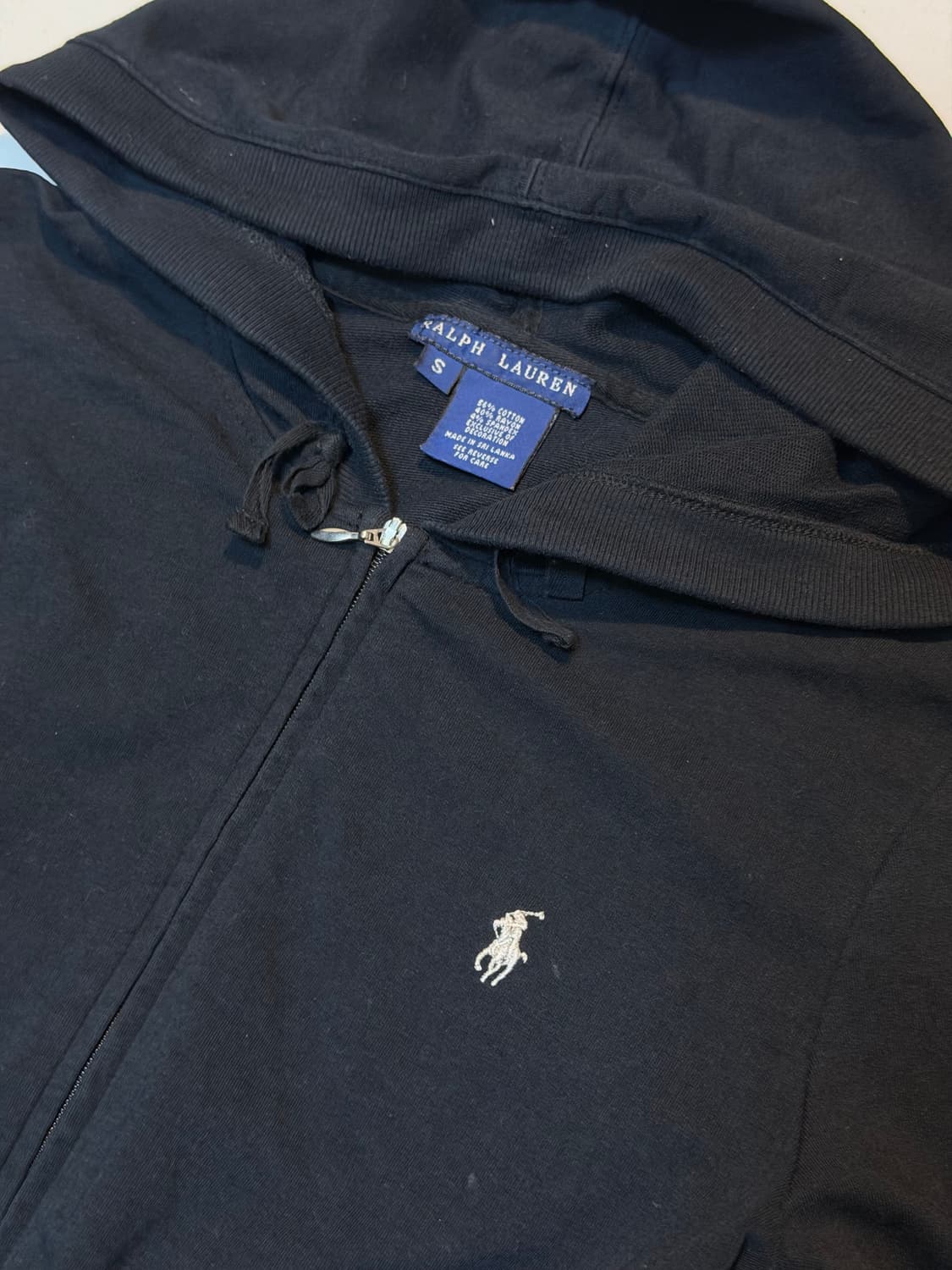 폴로 랄프로렌 딱붙핏 포니 후드집업 블랙 화이트 상품이미지2