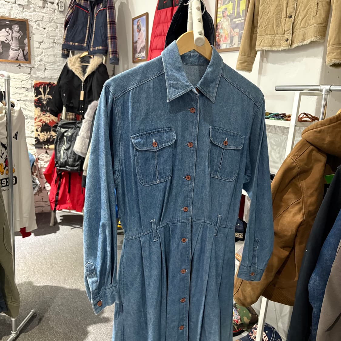 japan빈티지 청 롱셔츠 드레스  상품이미지2