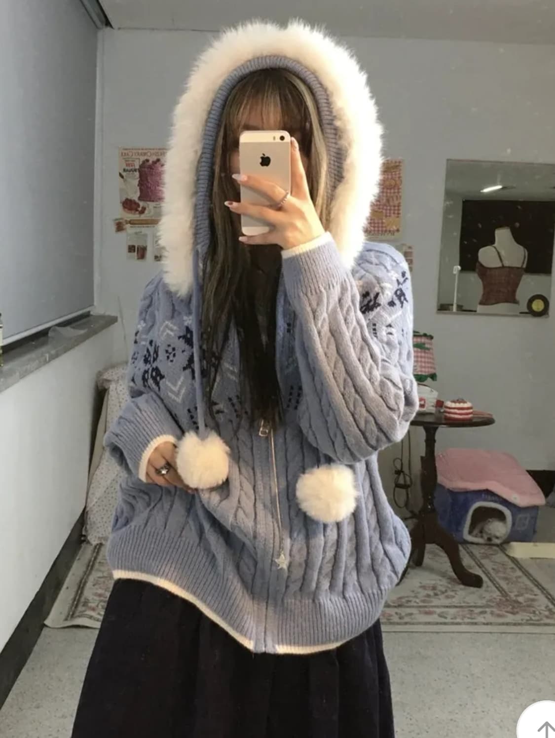 딸기부티크 노르딕 퍼 후드집업 상품이미지1