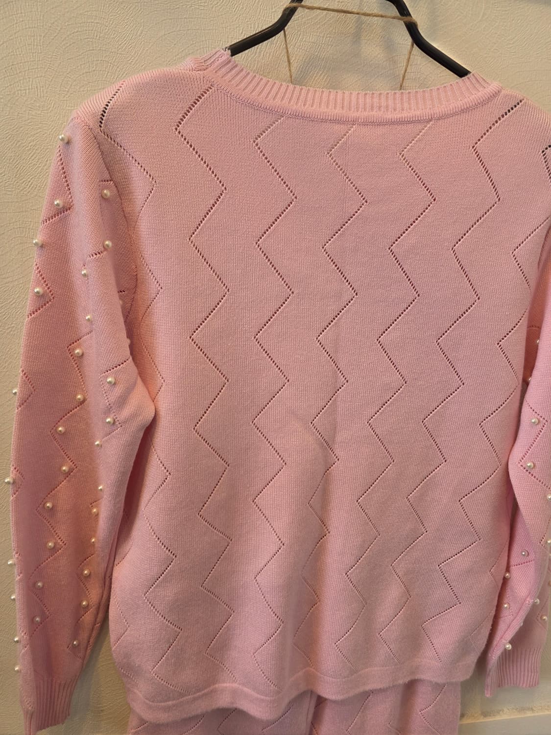 러블리핑크 진주 장식 니트 셋업 상품이미지7